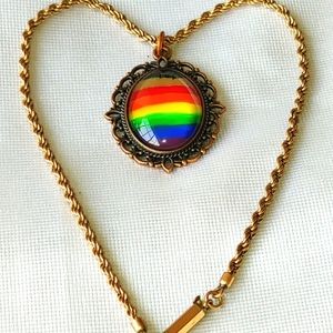 50 annv Pride, blk brn copper choker pendant small